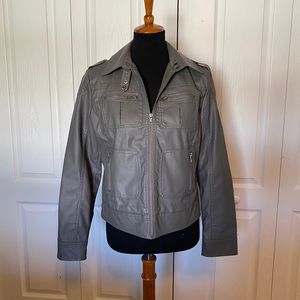 Gray Faux Leather Jacket - Like New!